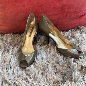 Chic Gray/Taupe Peep-Toe Heels